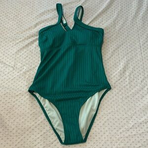 Cupshe Green Ribbed One Piece Bathing Suit - High Hip - NWT